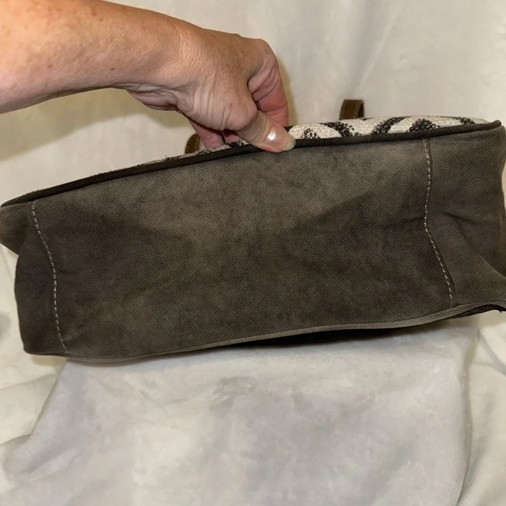 Myra Bag Shoulder Purse Womens Hair On Hide Boho Bag Canvas Zipper Closure - Picture 4 of 10